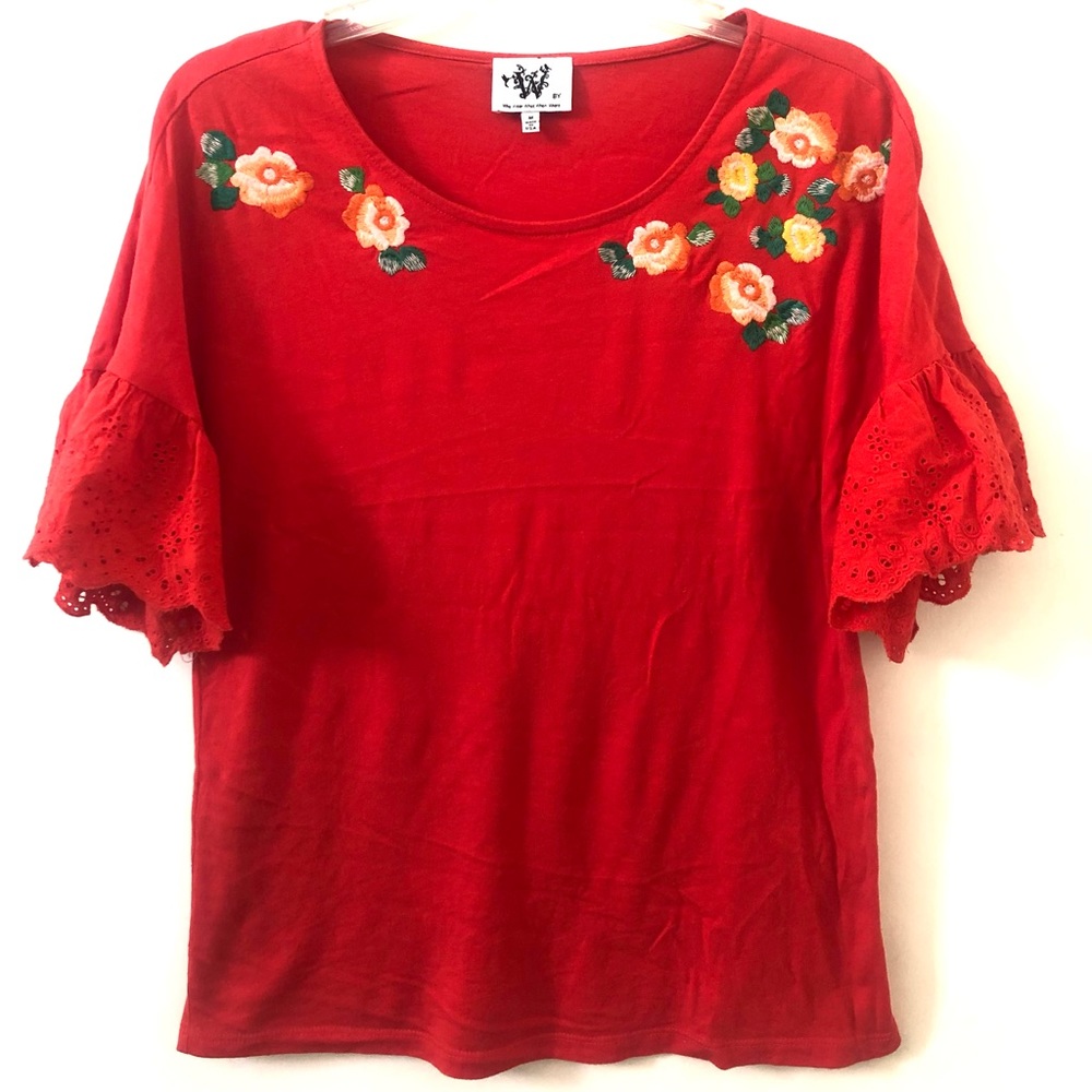 Anthropologie Flutter Sleeve Fiesta Blouse